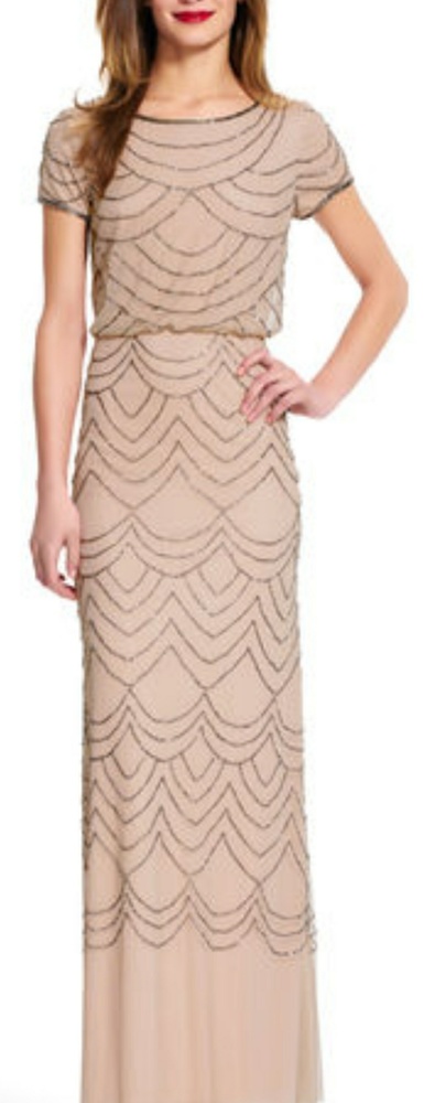 short sleeve beaded blouson gown